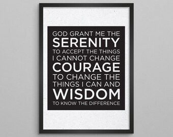 NEW Serenity Prayer Poster - AA NA Addiction Recovery - Alcoholics & Narcotics Anonymous - Sobriety Rehab Print - Sober Wall Art Gift