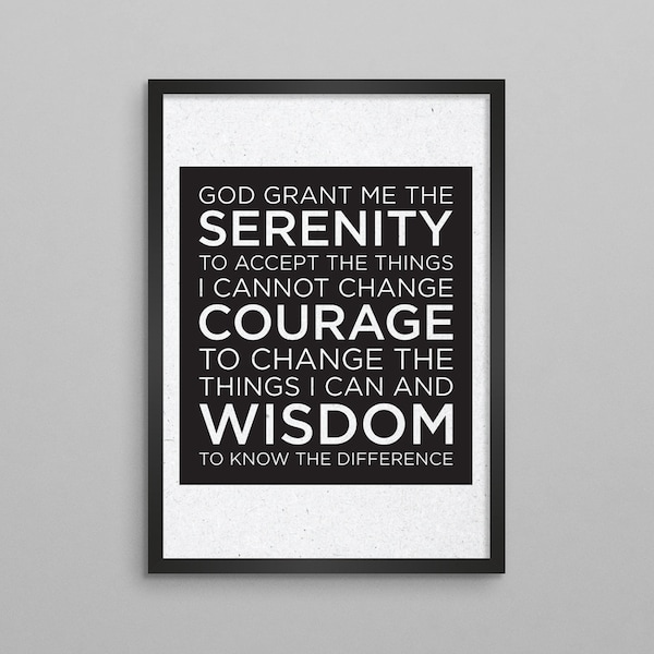 Serenity Prayer Poster: Minimalist Recovery Wall Art