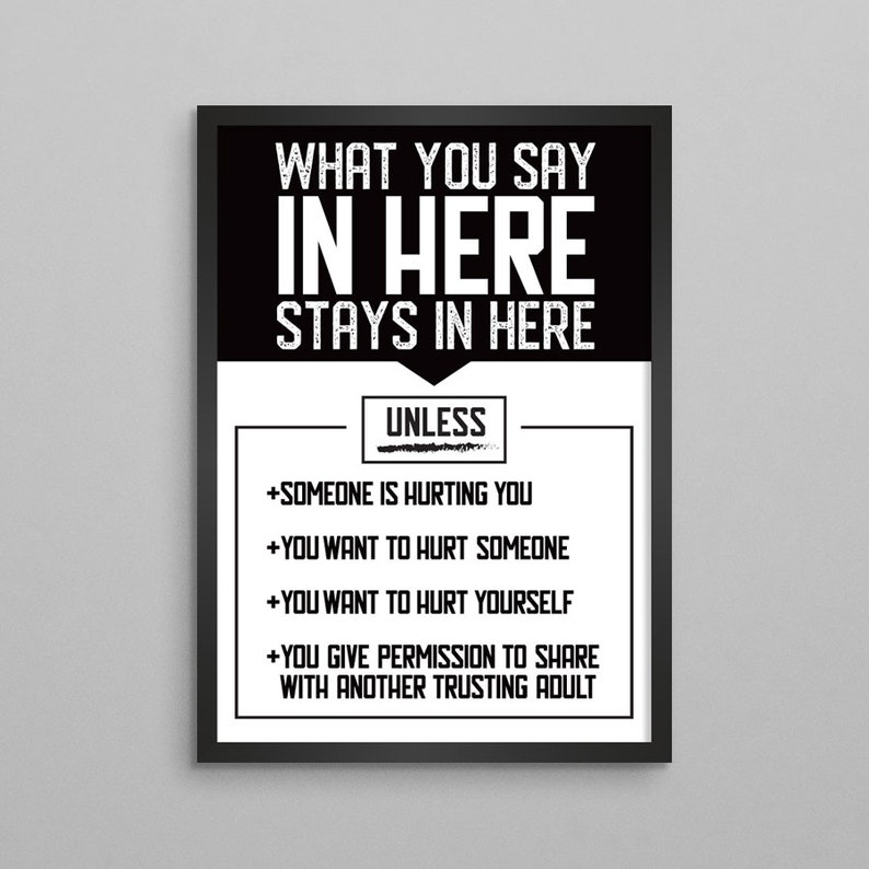 School and Class Therapy Wall Art Decor What You Say In Here Stays In Here Counseling Poster Teachers Counselors Therapists
