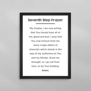 7th Step Prayer Minimal Poster - AA NA Seventh - Alcoholics & Narcotics Anonymous - Addiction Recovery Gift - Sober Therapy Print Wall Decor