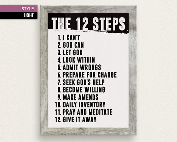 12 3 Styles Steps General Poster Sober Gifts - Generic Steps Mental Health Therapy Addiction Recovery Gift Posters The Twelve