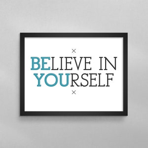 Mental Health Awareness Poster Wall Art BElieve in YOUrself Therapy Positive Motivational Youth Kids Gift Inspirational Counseling Print