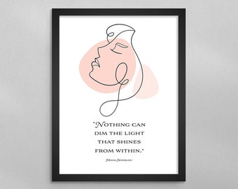 Mental Health Awareness Poster Wall Art Nothing Can Dim The Light Within Maya Angelou Quote Therapy Print Gift Social Wall Art