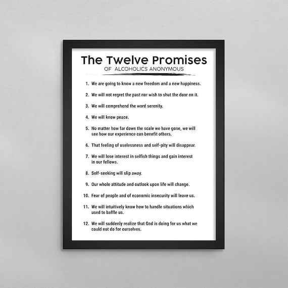 The Twelve 12 Promises of Alcoholics Anonymous A.A. Poster - Etsy Israel