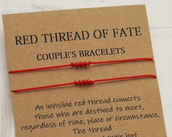 2 Roter Faden des Schicksals Paare Armbänder, Rote Schnur des Schicksals. Passende Paare Armband Set. Armband-Paar. Valentinstag Geschenk.