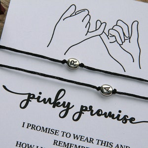 Pinky Promise Bracelet. Personalized His and Her jewelry bracelets. Couple Matching bracelets. Friendship. Valentine's Day gift.
