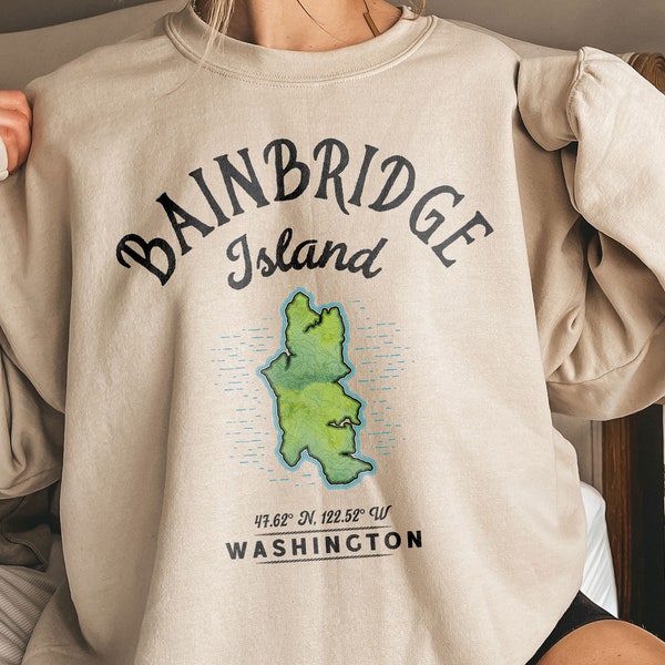 Bainbridge Island, Washington Baggy Sweatshirt, zacht en comfortabel Crewneck Pullover Memento, Girls Trip Vacation Travel Souvenir