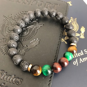 Lava Stone Bracelet, Tigereye Beaded Bracelet, Oil Diffuser Bracelet, Diffuser Bead Bracelet, Black Beaded Bracelet, 8mm beaded Bracelet
