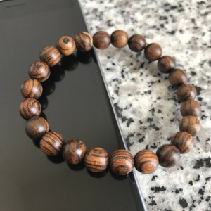 Dark Sandalwood Bracelet, Sandalwood Bead Bracelet, Womens Wood Bracelet, Mens Wood Bracelet, 8mm Beaded Bracelet, Unisex Bead Bracelet