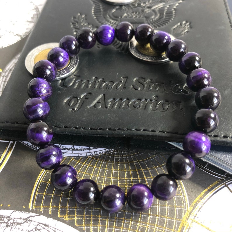 Purple Tigereye Bracelet Purple Bead Bracelet Purple Beaded - Etsy