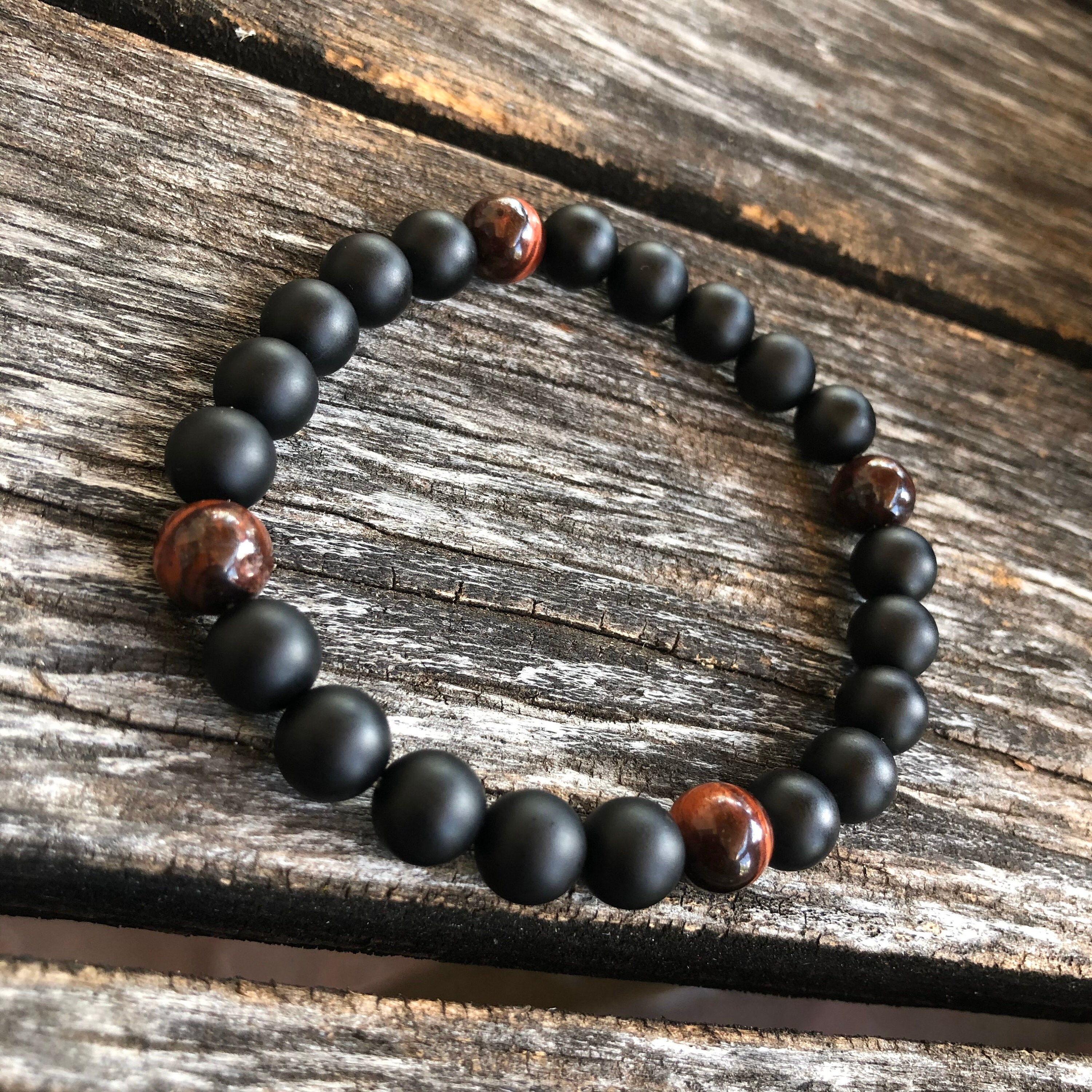 Matte Onyx Bracelet Black Onyx Bracelet Onyx Beaded Etsy