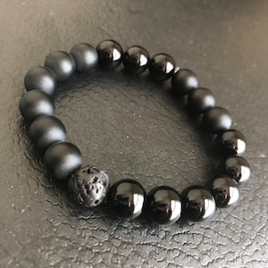 Matte Onyx Bracelet, Black Onyx Bracelet, Lave Stone Bracelet, 10mm Beaded Bracelet, Black Beaded Bracelet, Black Unisex Bracelet