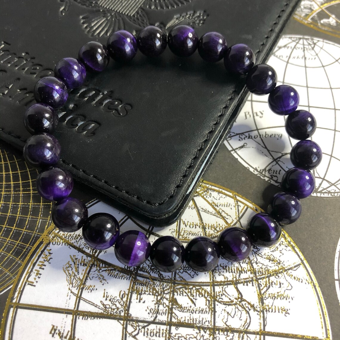 Purple Tigereye Bracelet Purple Bead Bracelet Purple Beaded - Etsy