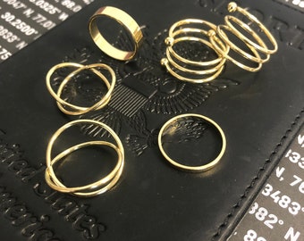 Gold Midi Rings, Womens Midi Rings, Womens Gold Rings, Stackable Midi Rings, Stackable Gold Rings, Stacking Ring Set, Gold Ring Set