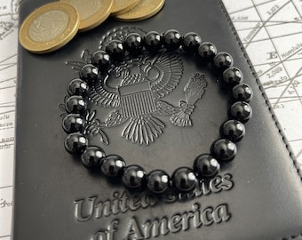 Bracelet en onyx noir, Bracelet en perles d'onyx, Bracelet en perles d'onyx, Bracelet en perles d'onyx, Bracelet de perles de 8 mm, Bracelet de perles pour homme