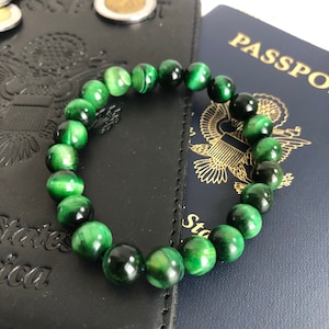 Groene tijgeroog kralenarmband - Unisex 8 mm edelsteensieraden