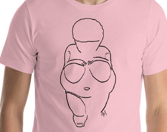Graphic Tee - "Willendorf Lines" by Anna Maria Garza, Venus of Willendorf, Fertility Goddess, Minimalist, Archaeology, Unisex T-shirt