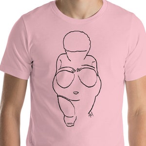 T-Shirt graphique - « Lignes de Willendorf » par Anna Maria Garza, Vénus de Willendorf, déesse de la fertilité, minimaliste, l’archéologie, T-shirt unisexe