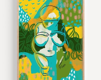 HUMAN MADE - Art Print - "Willendorf Jungle" by Anna Maria Garza, Venus of Willendorf, Fertility Goddess, Tropical Decor, Gaia Art, Bungalow