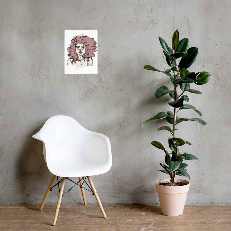 Watercolor Art Salon Art Curly Hair Modern Portrait Fashion Illustration Cinnamon Curls by Anna Maria Garza Art Print Brunette