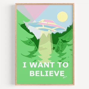 HUMAN MADE - Art Print - Believe by Anna Maria Garza, UFO, Pastels, I Want to Believe, X-files, Nursery Decor