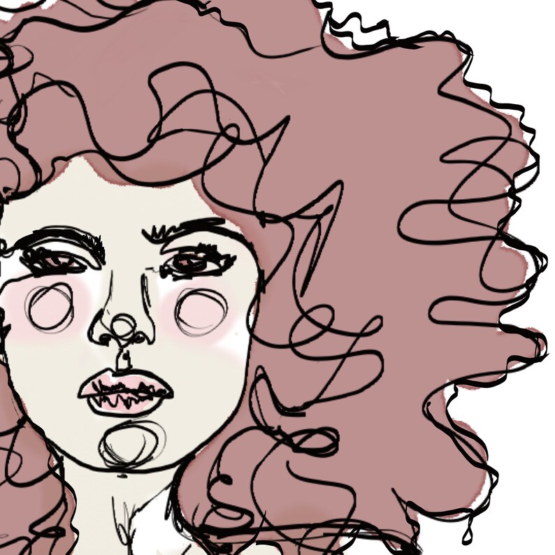 Watercolor Art Salon Art Curly Hair Modern Portrait Fashion Illustration Cinnamon Curls by Anna Maria Garza Art Print Brunette