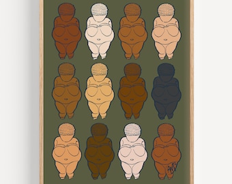 FEITO PELO HOMEM - Impressão Artística - "Tons de Willendorf Natural" de Anna Maria Garza, Vênus de Willendorf, Deusa da Fertilidade, Gaia, Bangalô, Vênus