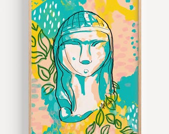 Art Print - "Brassempouy Beach" by Anna Maria Garza, Venus of Brassempouy, Fertility Goddess, Gaia, Archaeology, Prehistoric, Junga Bungalow