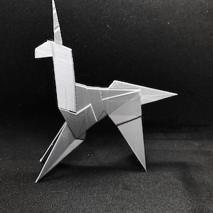 Origami Unicorn inspired by Blade Runner folded by Gaff, 3d printed lowpoly animal