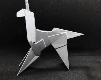 Origami Unicorn inspired by Blade Runner folded by Gaff, 3d printed lowpoly animal