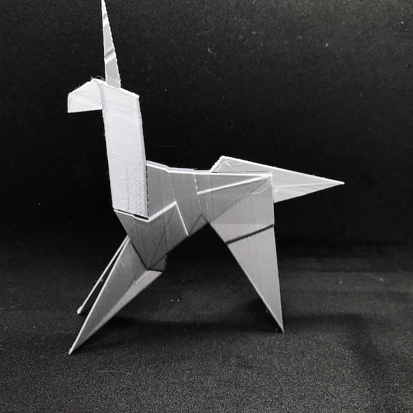 Origami Unicorn inspired by Blade Runner folded by Gaff, 3d printed lowpoly animal