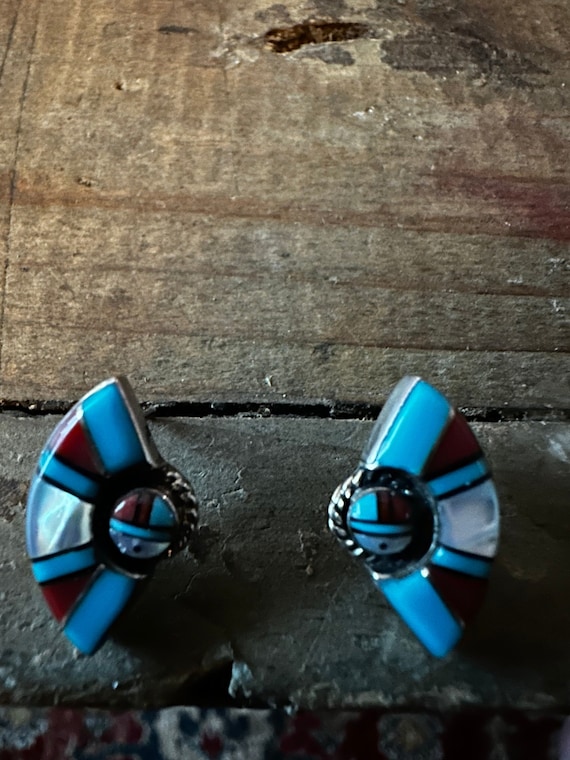 Zuni Inlay Surface Post Earrings