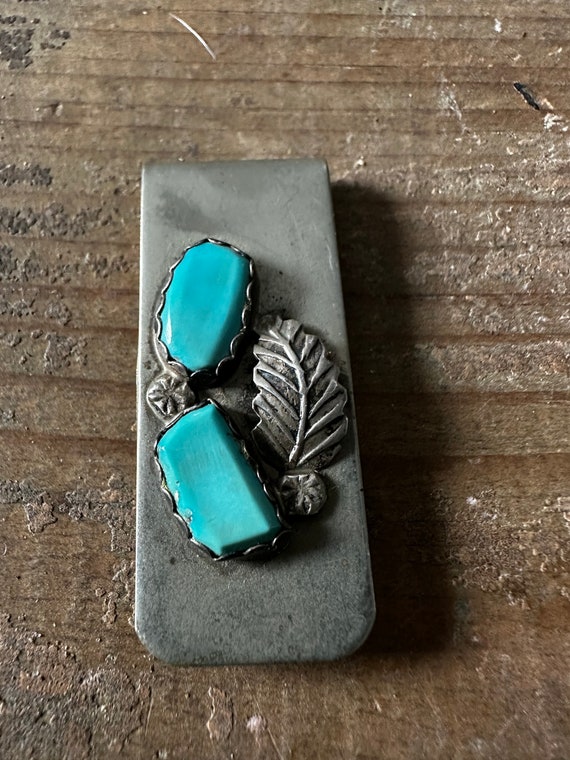 Silver and Turquoise Money Clip