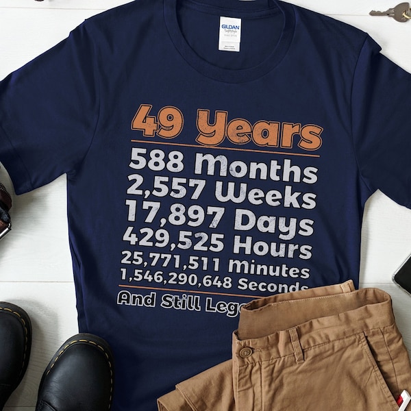 49th Birthday Shirt | 49 Years Old | Forty-ninth Gift Idea | Birthday Countdown | Still Legendary | Funny Gift for Man | Woman T-Shirt