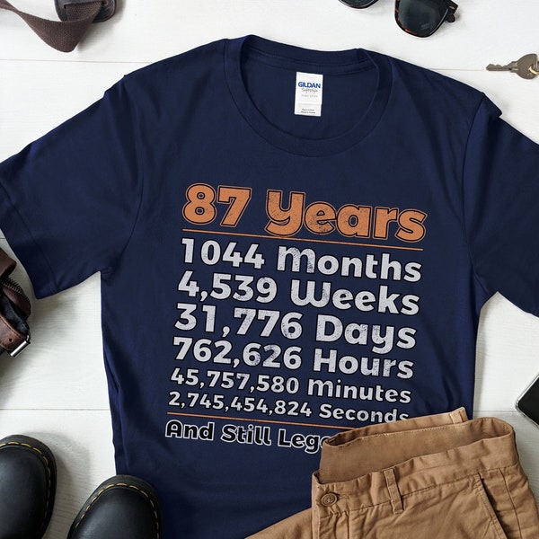 87th Birthday Shirt | 87 Years Old | Eighty-Seventh Gift Idea | Birthday Countdown | Still Legendary | Funny Gift for Man | Woman T-Shirt