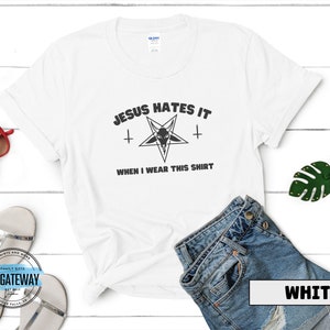 Satanic Clothes, Goth Clothing, Y'all Need Satan, Atheist T-Shirts, Clothes for Witch, Emo Aesthetic, Occult Shirt, Satan, Dark Humor Tee White