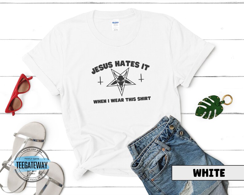 Satanic Clothes, Goth Clothing, Y'all Need Satan, Atheist T-Shirts, Clothes for Witch, Emo Aesthetic, Occult Shirt, Satan, Dark Humor Tee White
