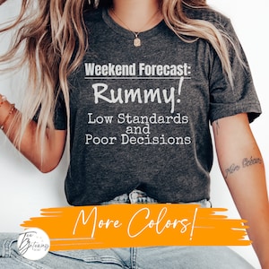 Maglietta Rummy con previsioni del fine settimana, Giocatore di Rummy, Re del Rummy, Rummy divertente, Maglietta per giocatore di carte, Regalo di Rummy, Regina del Rummy, Regalo per nonni