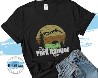 Shirt moeder parkwachter, cadeau parkwachter, T-shirt voor moeder boswachter, nationale parken, dun groene lijn T-shirt, geschenken parkwachter, boswachter