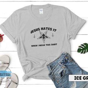 Satanic Clothes, Goth Clothing, Y'all Need Satan, Atheist T-Shirts, Clothes for Witch, Emo Aesthetic, Occult Shirt, Satan, Dark Humor Tee Ice Grey
