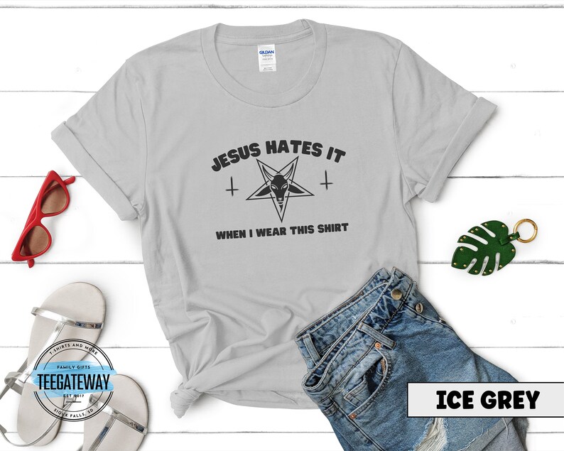 Satanic Clothes, Goth Clothing, Y'all Need Satan, Atheist T-Shirts, Clothes for Witch, Emo Aesthetic, Occult Shirt, Satan, Dark Humor Tee Ice Grey
