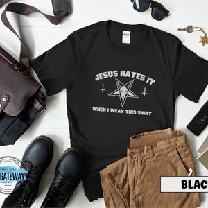Satanic Clothes, Goth Clothing, Y'all Need Satan, Atheist T-Shirts, Clothes for Witch, Emo Aesthetic, Occult Shirt, Satan, Dark Humor Tee Black