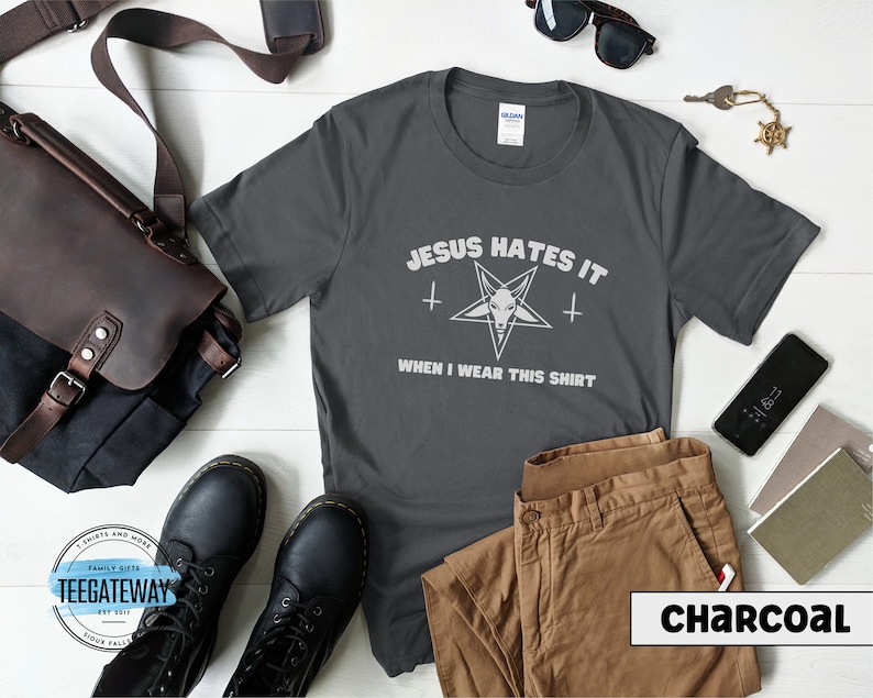 Satanic Clothes, Goth Clothing, Y'all Need Satan, Atheist T-Shirts, Clothes for Witch, Emo Aesthetic, Occult Shirt, Satan, Dark Humor Tee Charcoal