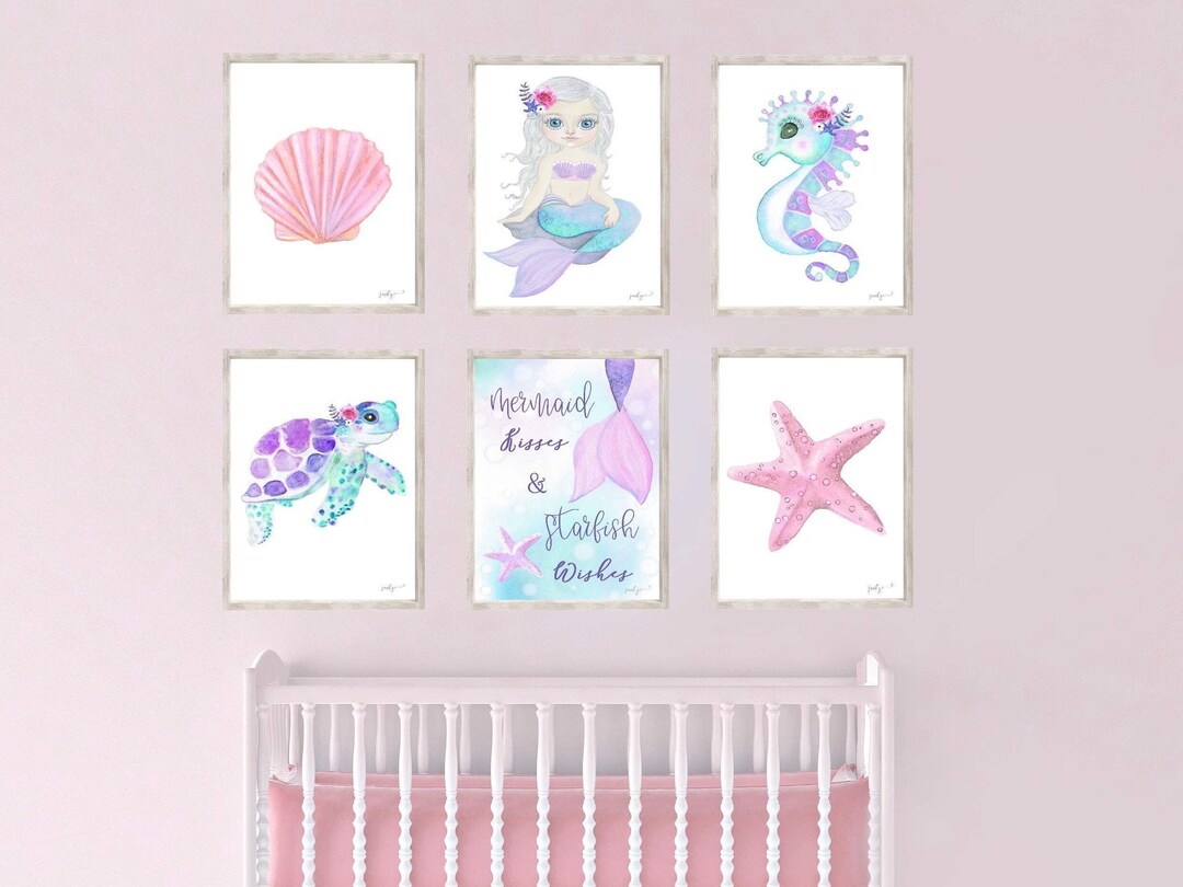 Ocean Art Set Mermaid Print Set Under the Sea Prints Girls Nursery ...