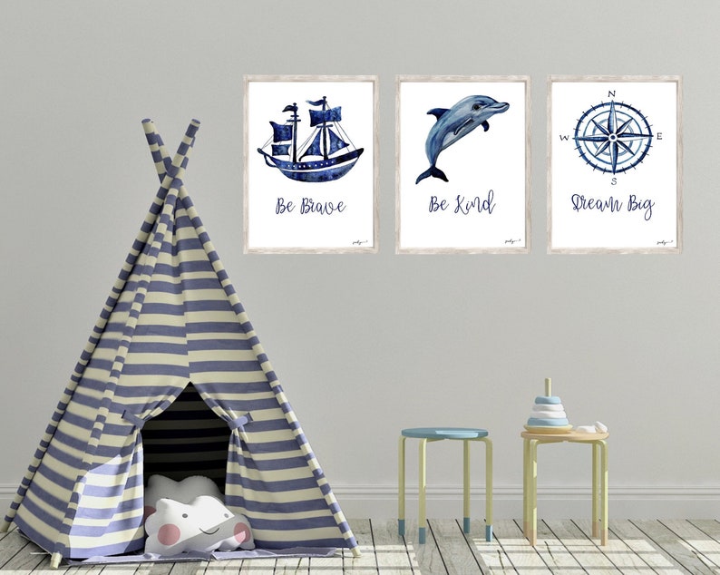 Nautical Prints Nautical Nursery Art Ocean Art Under The Sea Etsy