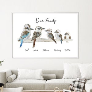 Family Print Custom Family Print Kookaburra Print Personalised Family NamePrint Australian Bird Print Print Kookaburra Art Custom Name Print