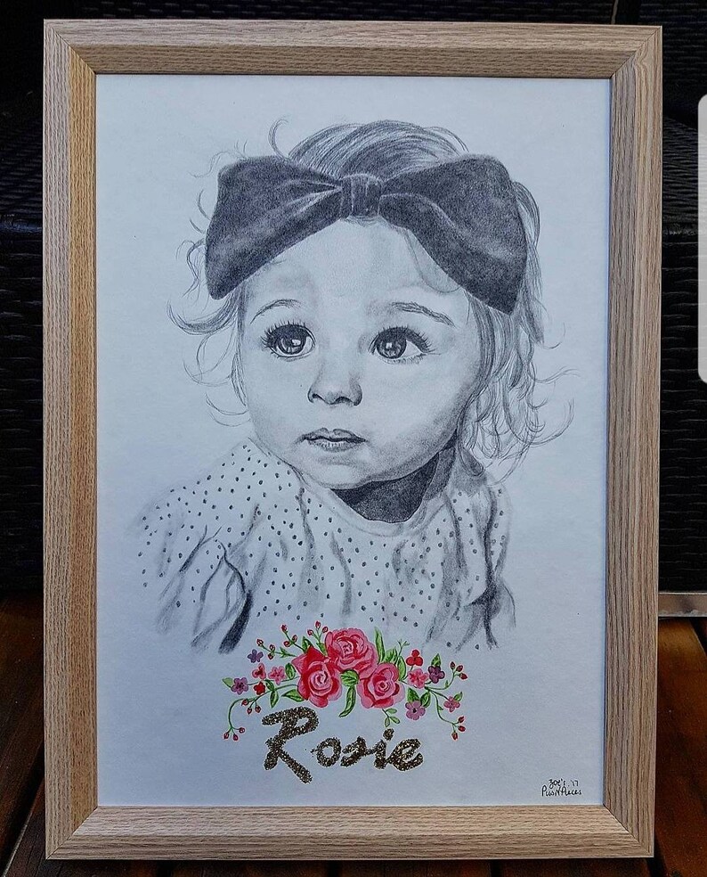 Baby Announcement Baby Drawing Birth Announcement Custom Portrait Pencil Portrait First Birthday Portrait Drawing Newborn Portrait