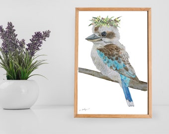 Kookaburra Print Australian Animal Prints Australian Bird Print Native Bird Kookaburra Art Watercolour Kookaburra Bird Art Native print