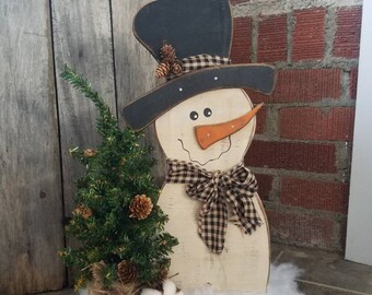 Snowman with Christmas Tree