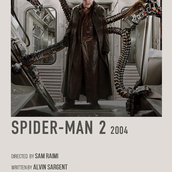 Spider-Man 2 Retro Poster, Digital Download, Marvel Tobey Maguire Alfred Molina Film Poster